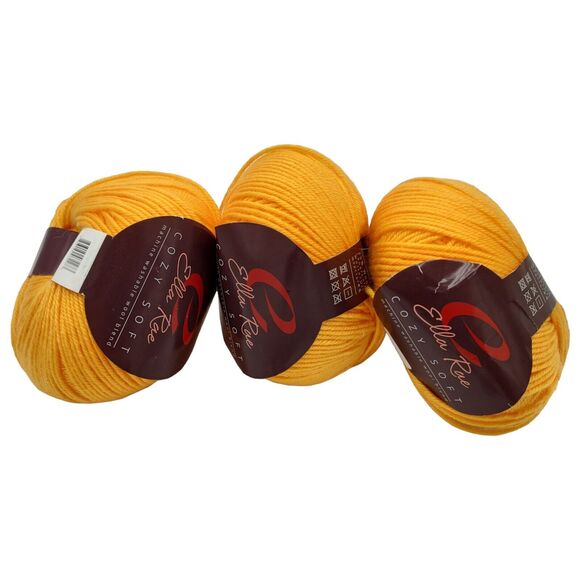3 Skeins Ella Rae Cozy Soft Yarn Washable Wool Blend Sunflower #26 Discontinued - Picture 3 of 5